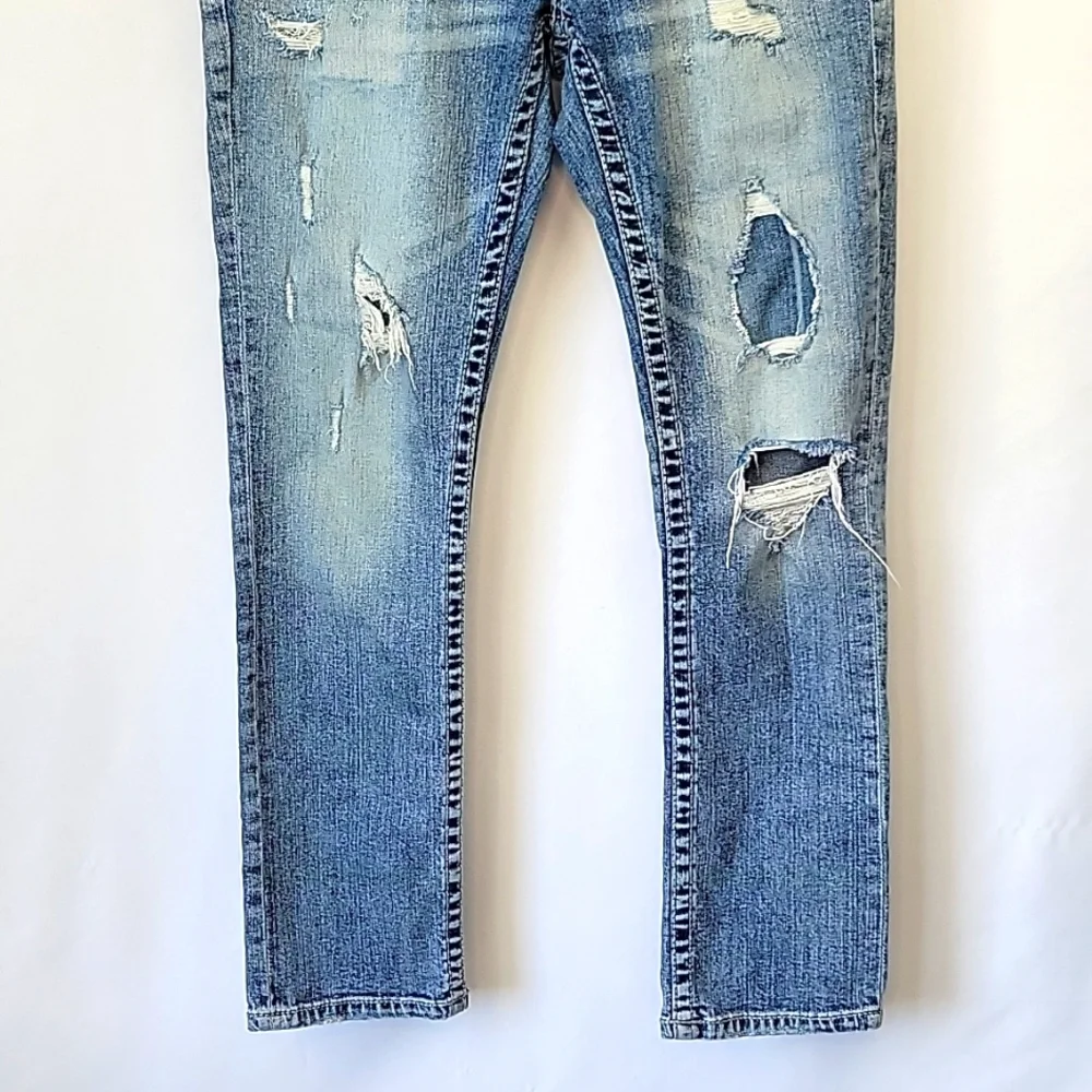 Buckle Men’s Straight Jeans Distressed Light Blue k418
